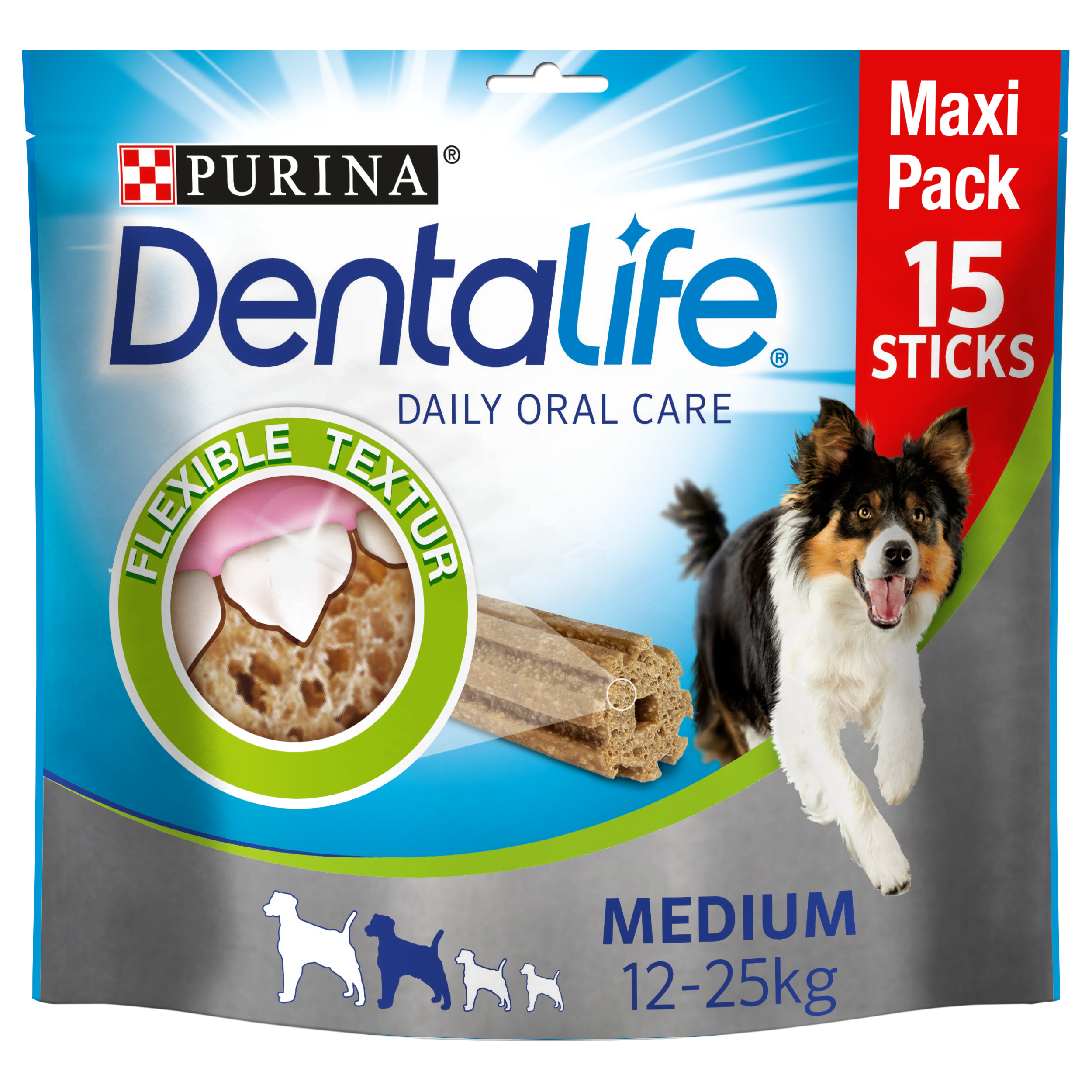 PURINA DENTALIFE, Zahnpflege-Snack für mittelgroße Hunde, Maxipack, 15 Sticks