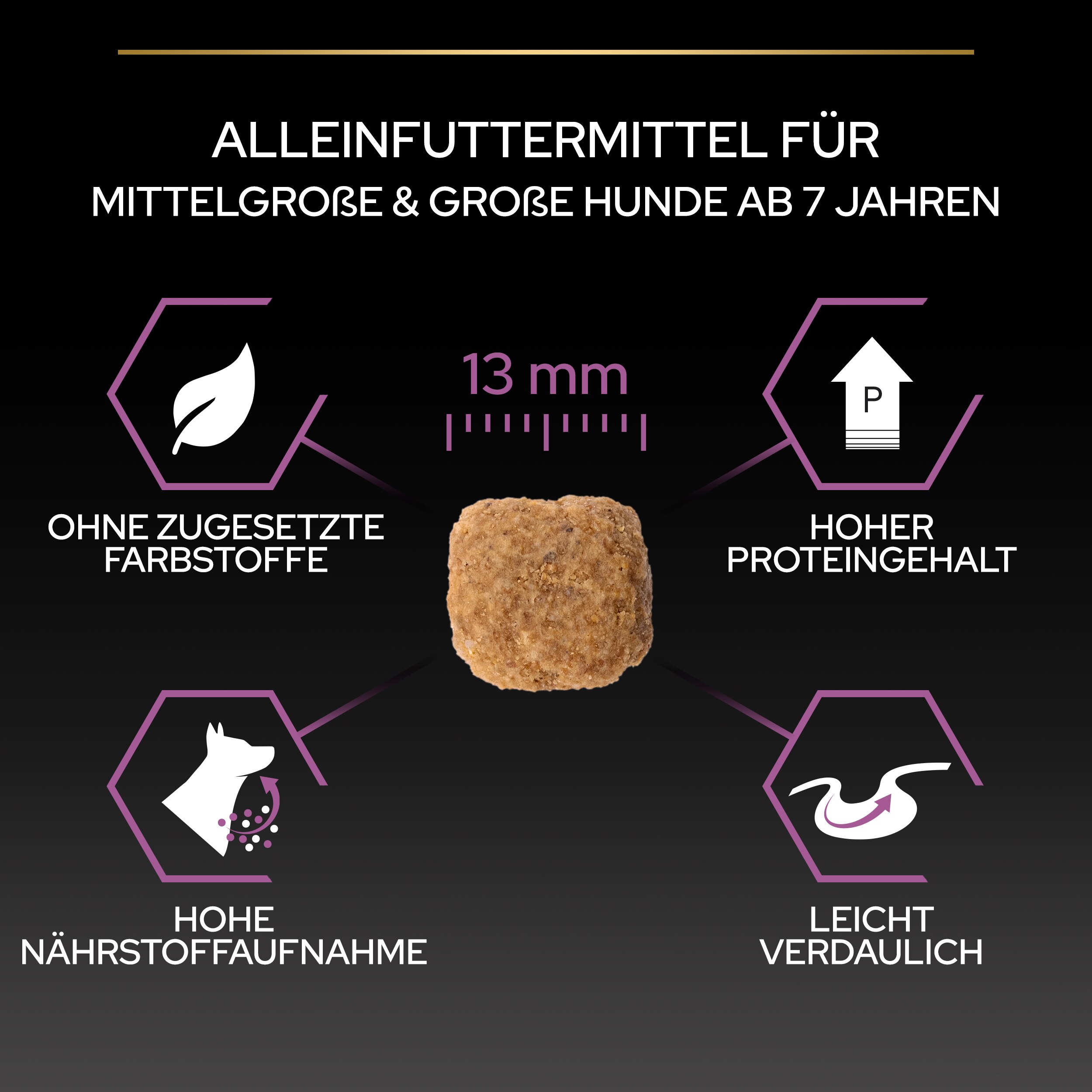 Medium & Large Adult Age Defence 7+ Trockenfutter für mittelgroße und große Hunde ab 7 Jahren, reich an Huhn Krokettengröße von ca. 13mm (Age Defence)