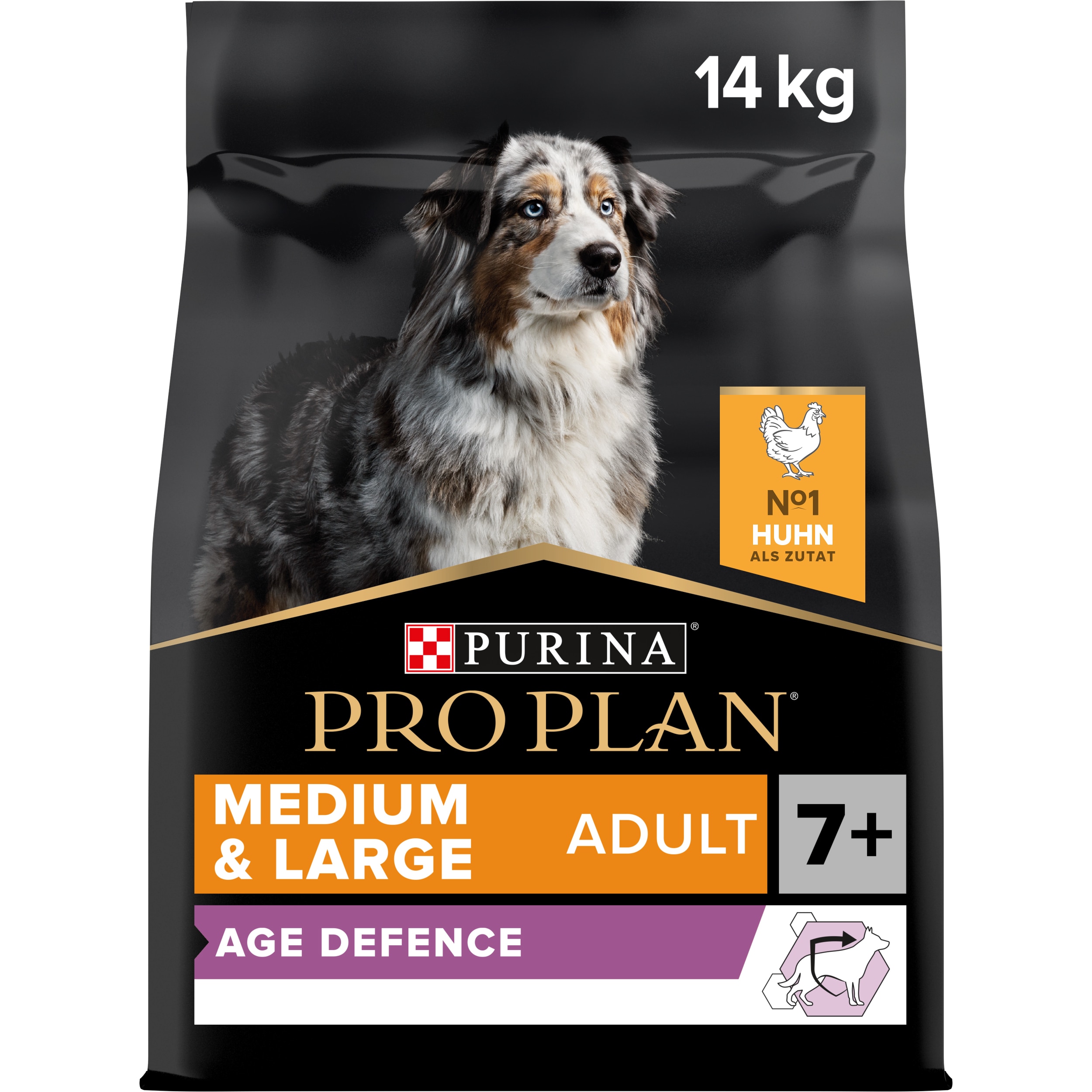 Medium & Large Adult Age Defence 7+ Trockenfutter für mittelgroße und große Hunde ab 7 Jahren, reich an Huhn