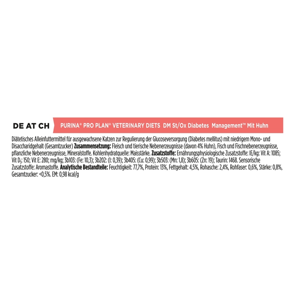 12937639-1025165750379426 DM Diabetes Management Diätfuttermittel - Huhn, 10 x 85g - Inhaltsstoffe