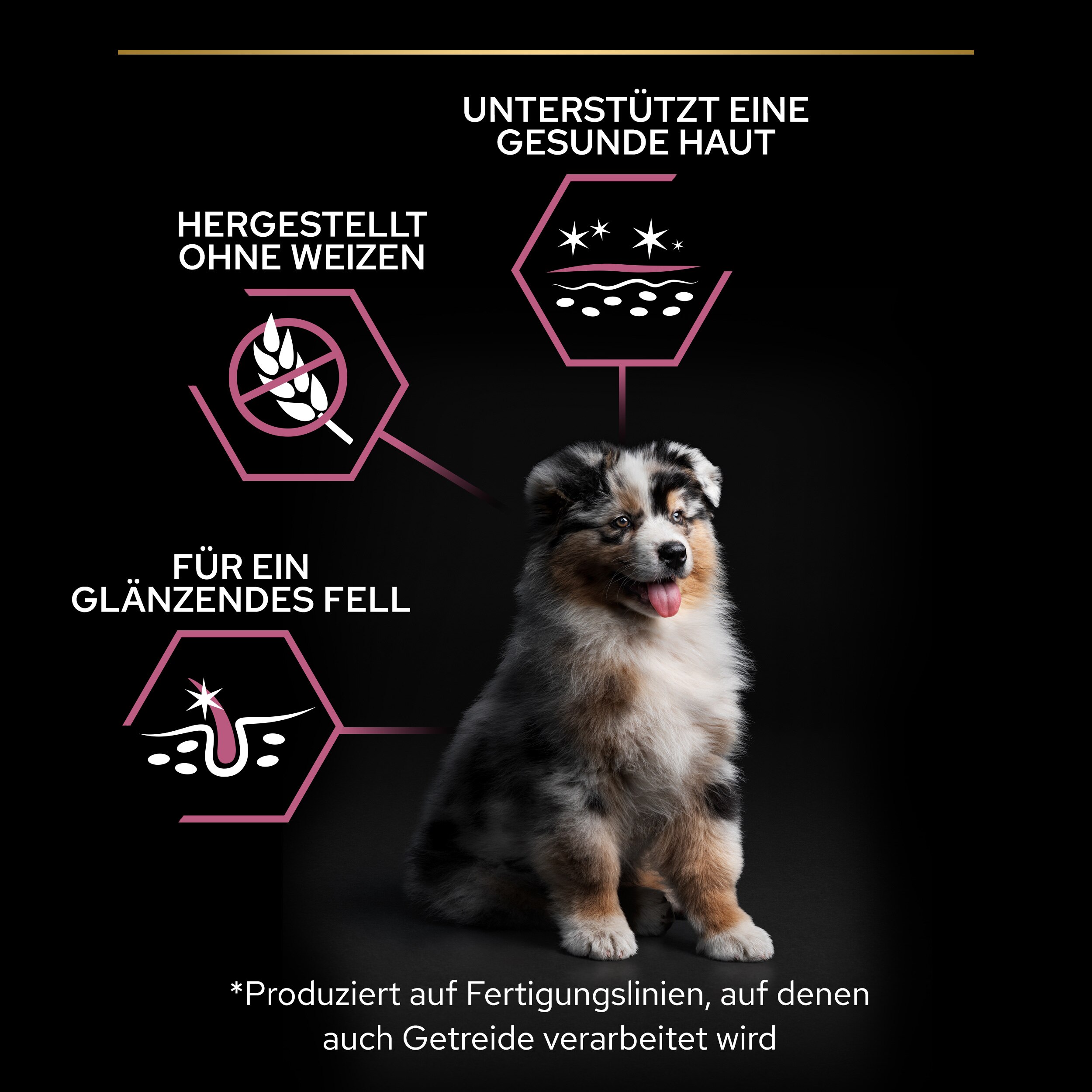 PU_Benefits_M2_Puppy Medium Salmon_DE_20221201_01 Vorteile von Puppy sensitive Skin Trockenfutter