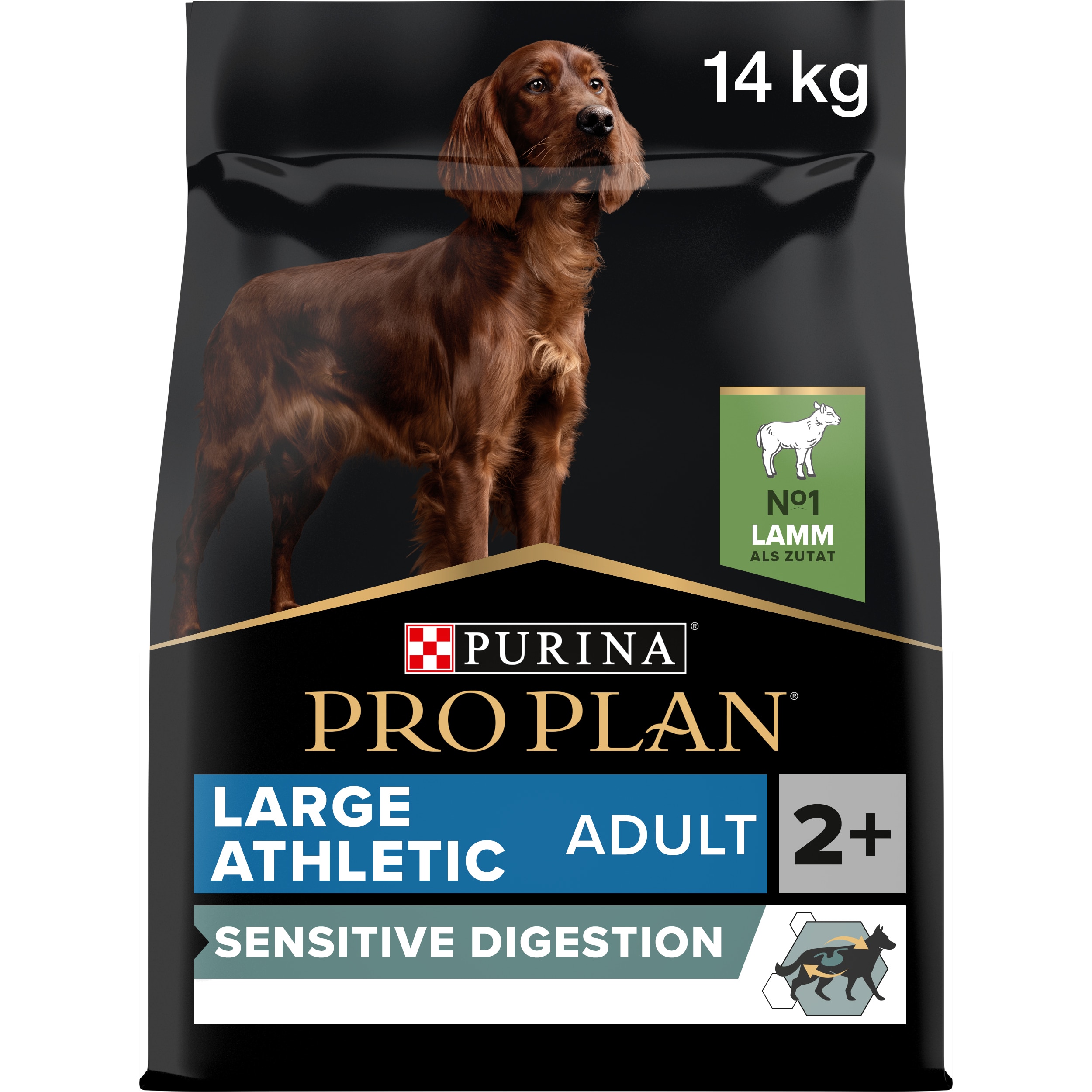 Large Athletic Sensitive Digestion,Trockenfutter für ausgewachsene athletische Hunde und sensibler Verdauung, reich an Lamm, 14kg Large Athletic Sensitive Digestion 2+ Packung