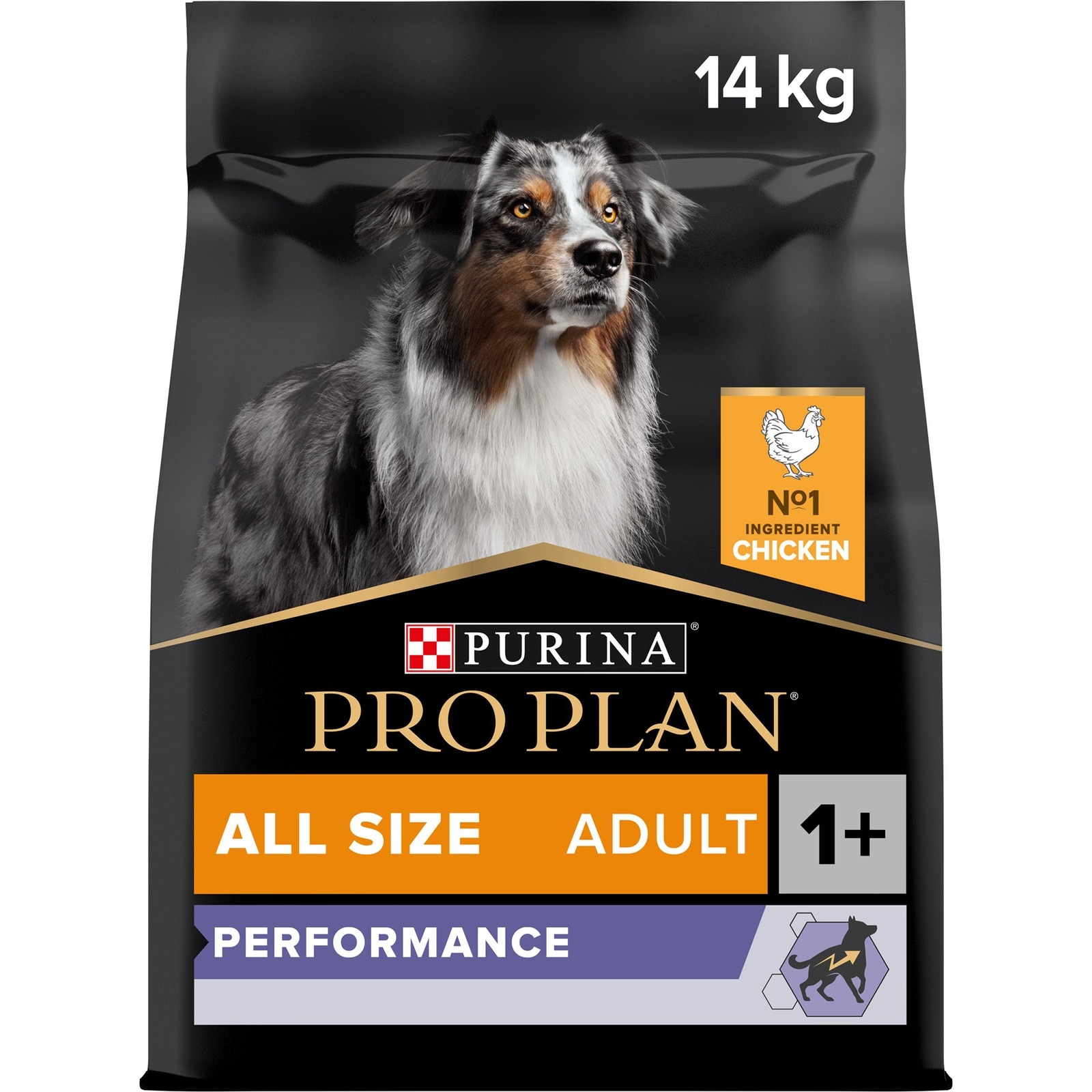 Allsize Adult Performance, Trockenfutter für ausgewachsene Hunde aller Größen mit hohem Energiebedarf, reich an Huhn, 14kg