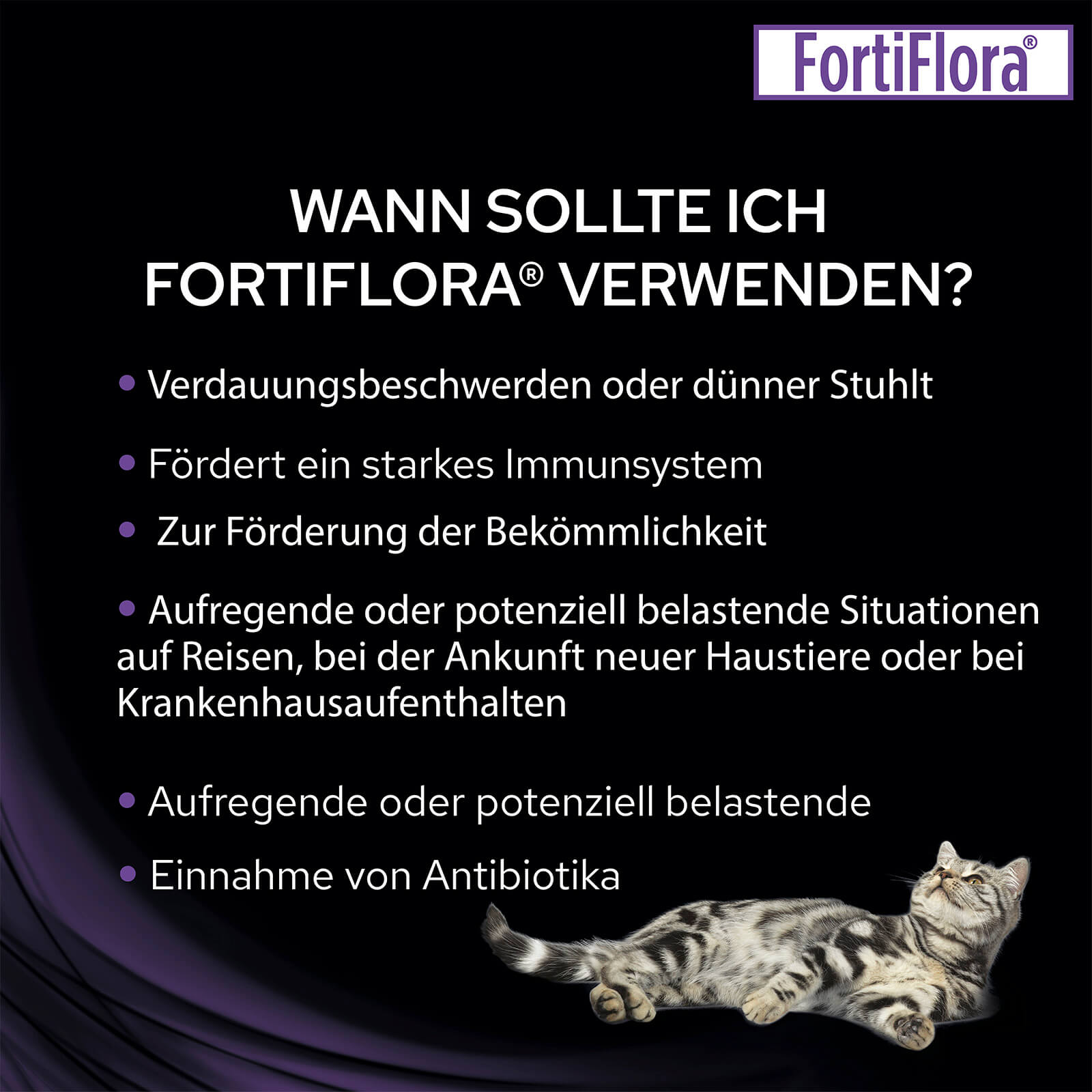 12937626-4885160571292841 FortiFlora Katzen Nahrungsergänzungsmittel - 30x1g - Anwendungsempfehlung