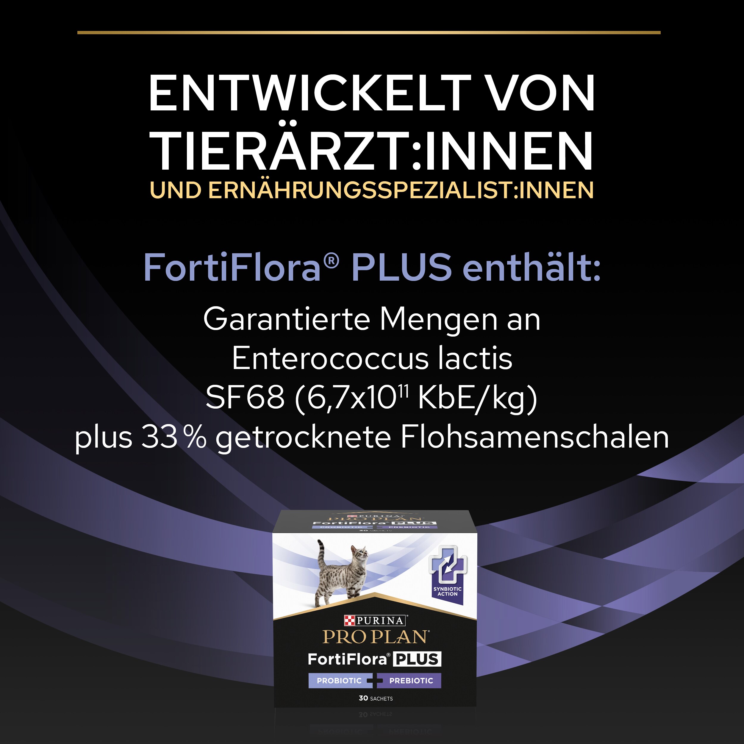 FortiFlora Plus Katze, Ergänzungsfuttermittel für ausgewachsene Katzen und Kätzchen, 30x1,5g
