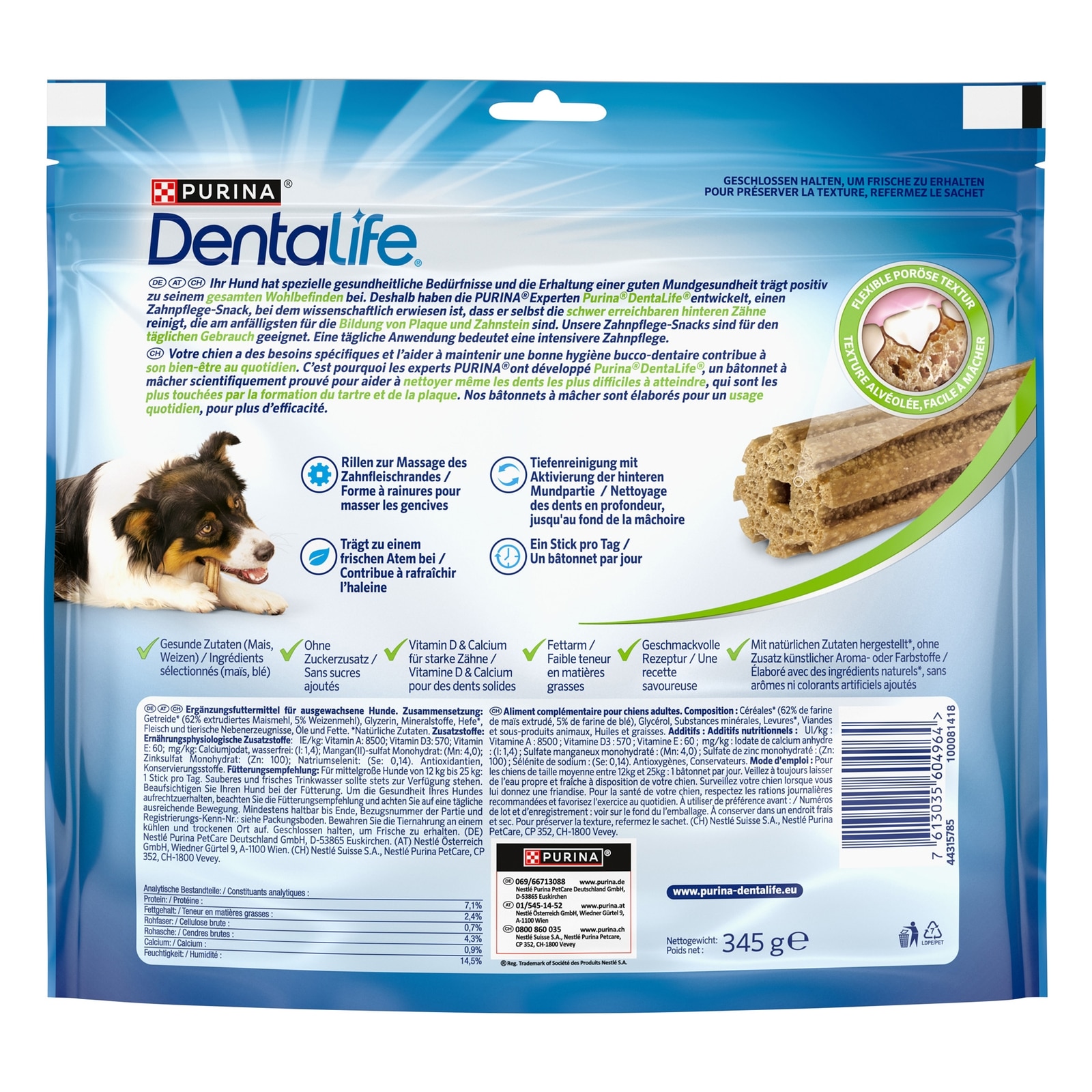 PURINA DENTALIFE, Zahnpflege-Snack für mittelgroße Hunde, Maxipack, 15 Sticks