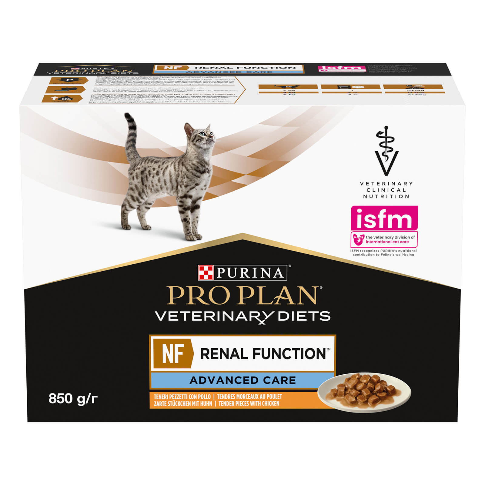 NF Renal Function Advanced Care, Diätfuttermittel nass zur Unterstützung der Nierenfunktion, Huhn 10x85g NF Renal Function Katzenfutter - Packung frontal